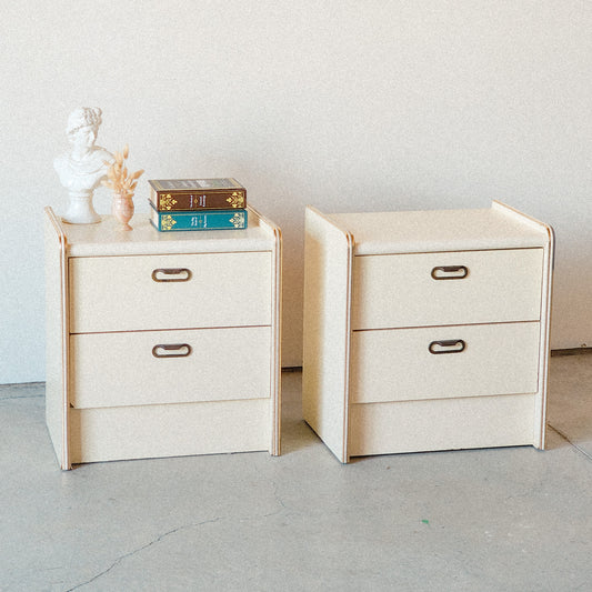 Vtg Postmodern Laminate & Gold Accented Nightstands