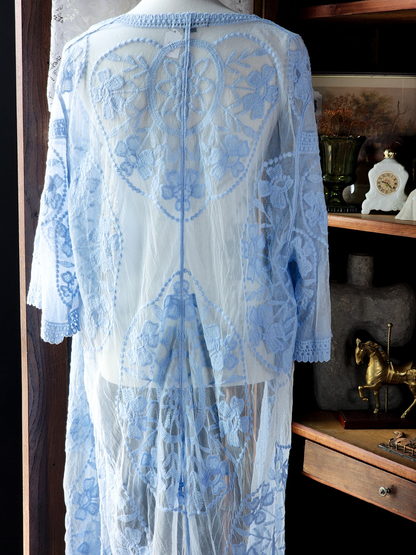 Beautiful Blue Lace Kimono Tagged 1X