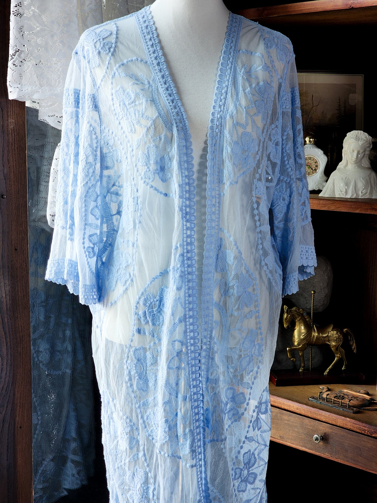 Beautiful Blue Lace Kimono Tagged 1X