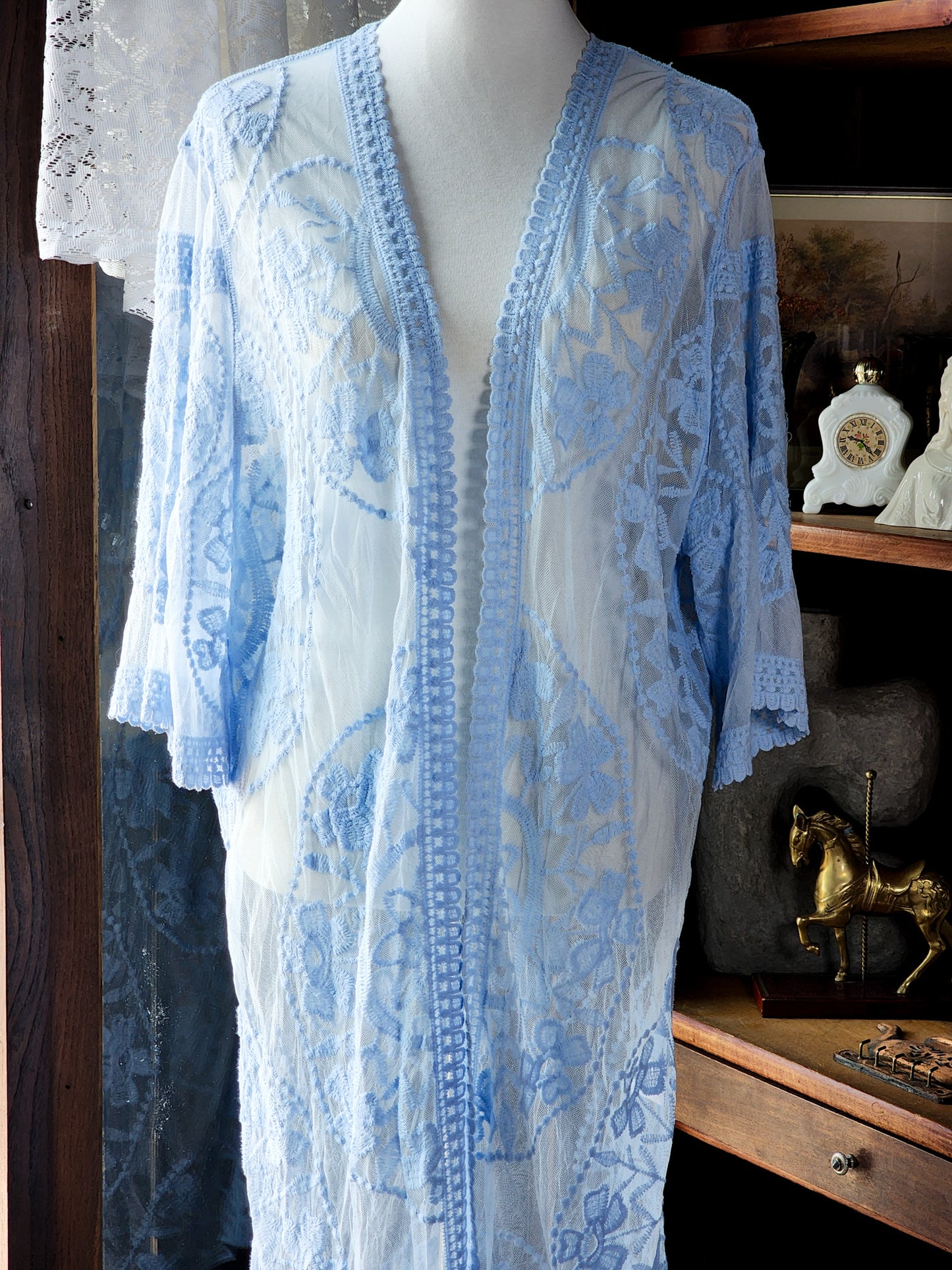 Beautiful Blue Lace Kimono Tagged 1X