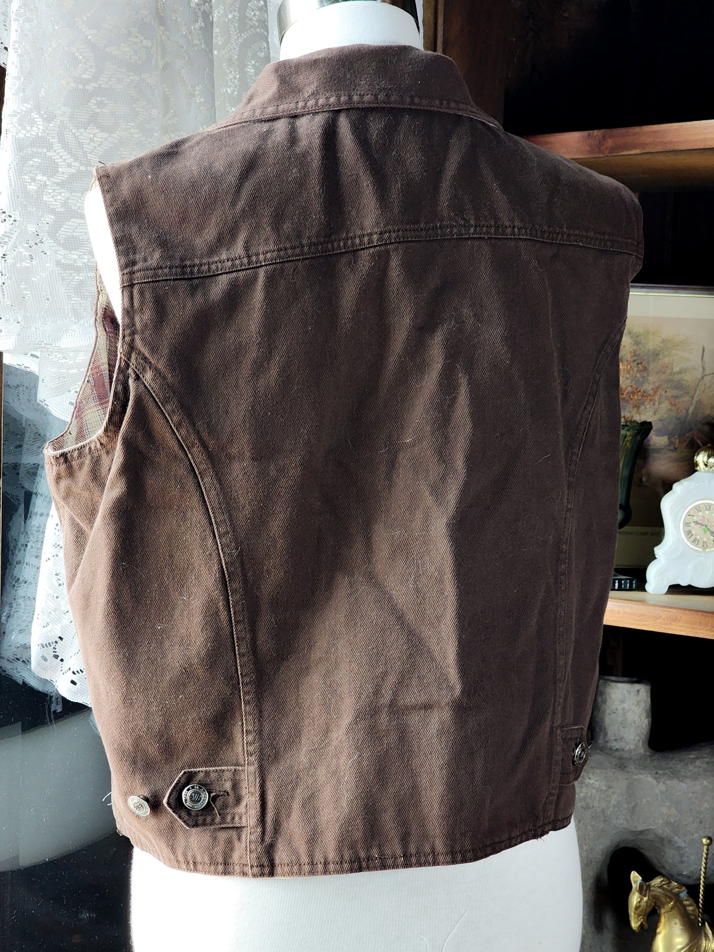 Vtg St. Johns Bay Reversible Brown Denim vest M