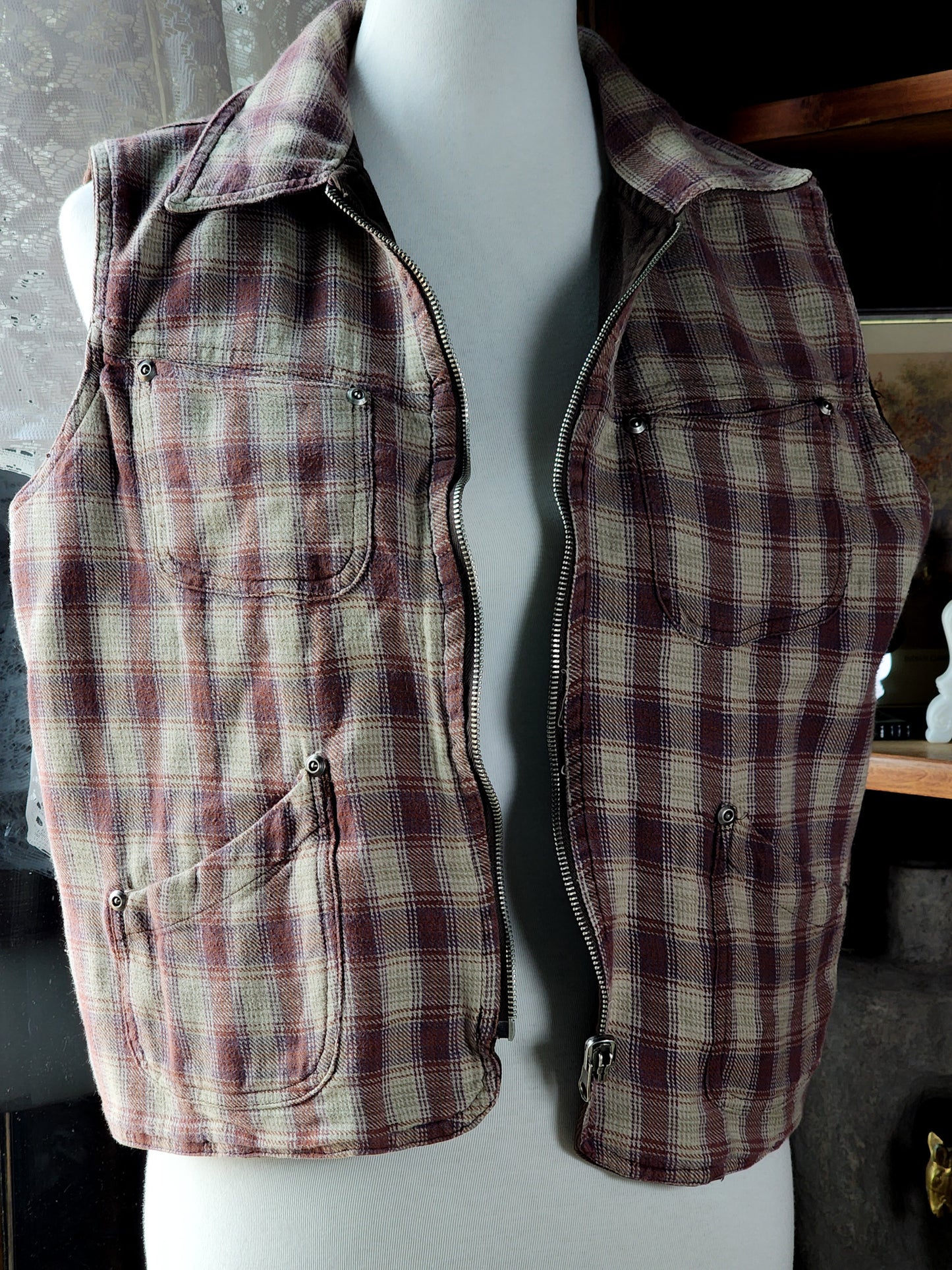 Vtg St. Johns Bay Reversible Brown Denim vest M