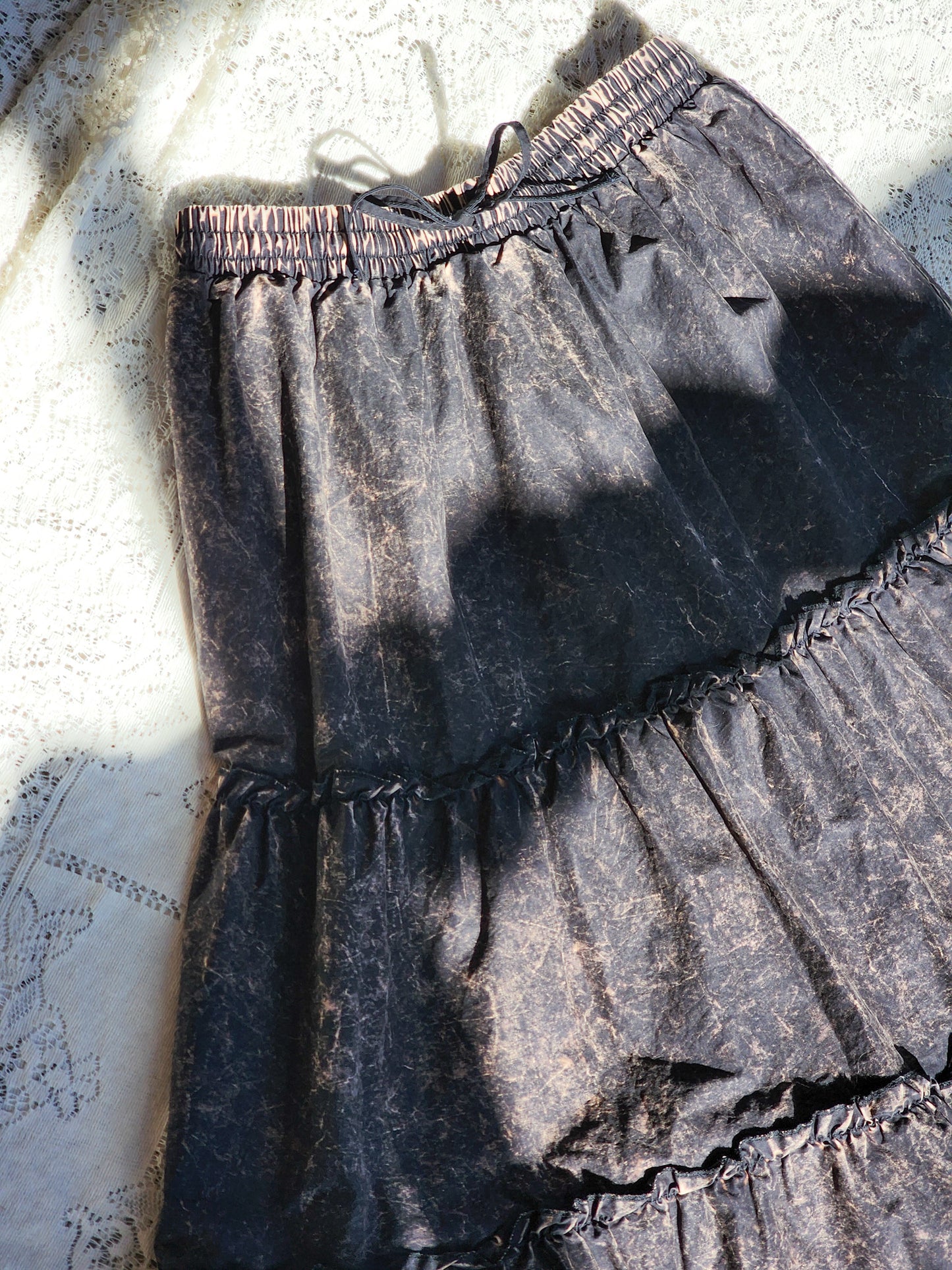 Reverse Dyed Tiered Maxi Skirt Tagged XL