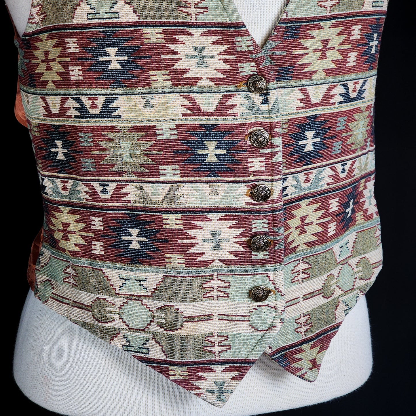 Vtg Western Style Patterned Vest Tagged L