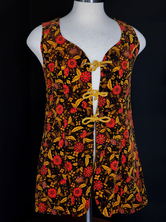 Vintage 1960s Velvety Knotted Vest M-L