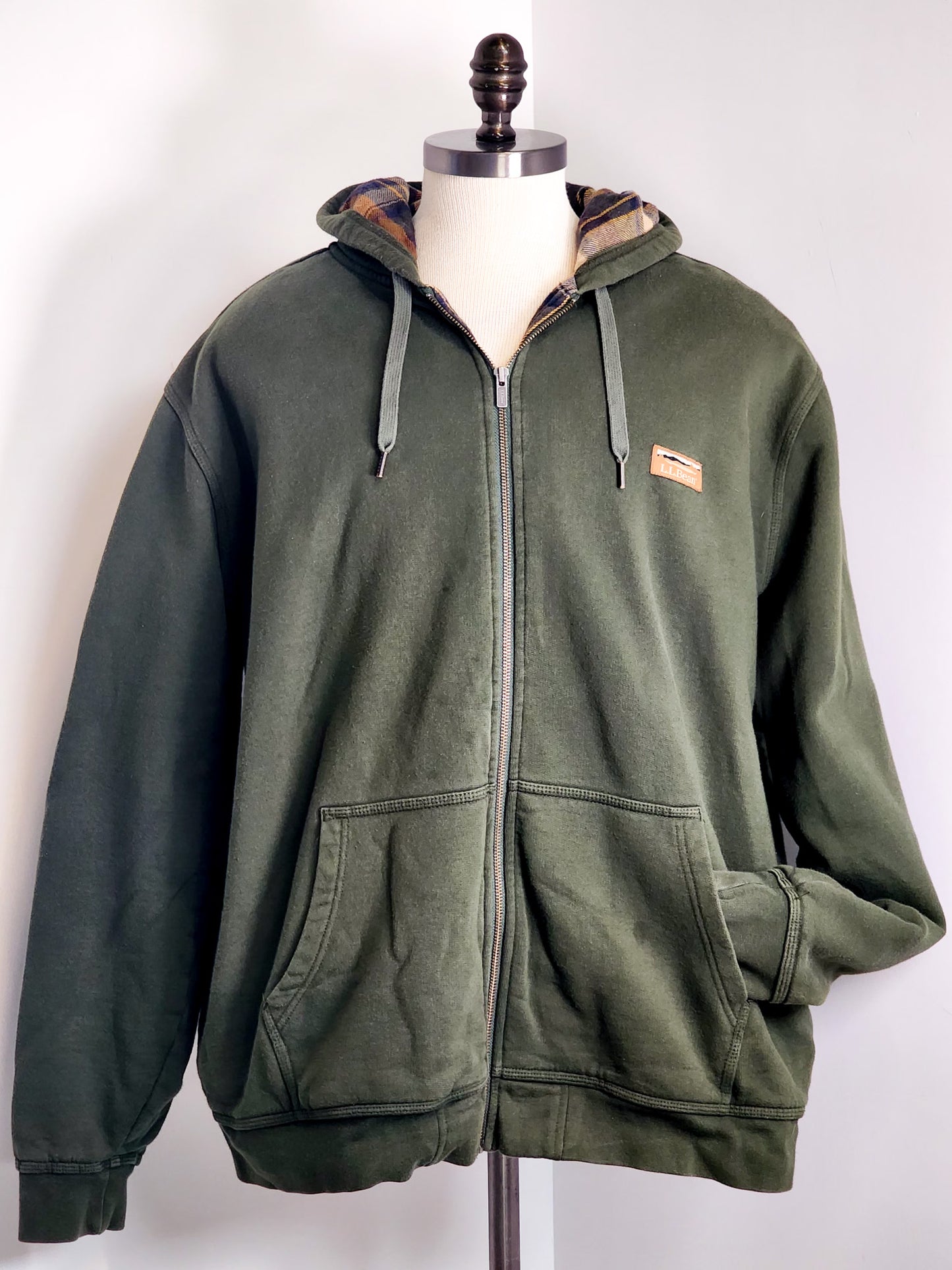 L.L. Bean Katahdin Iron Works Hooded Sweatshirt Flannel-Lined Tagged XL