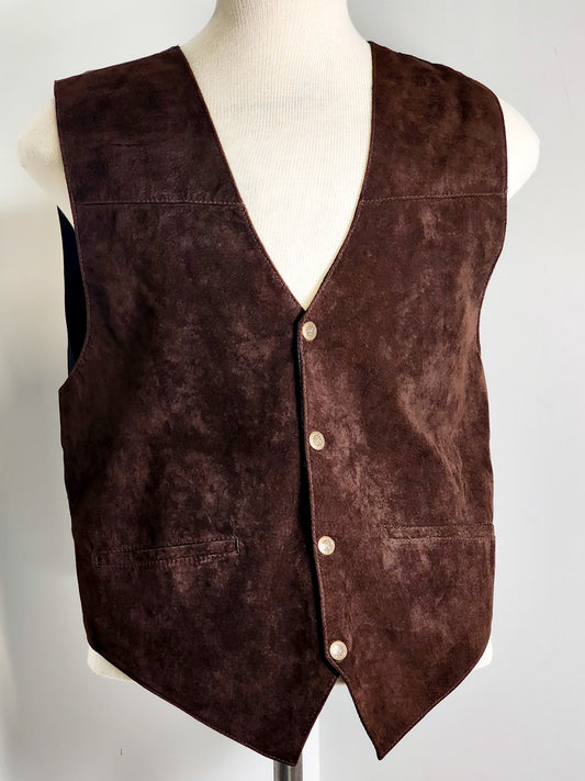 Vtg Western Style Suede Leather Vest by Scully Tagged M