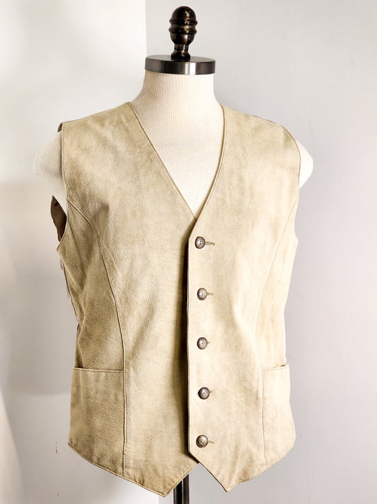 Vtg Tan Suede Leather Bachrach Vest Tagged M