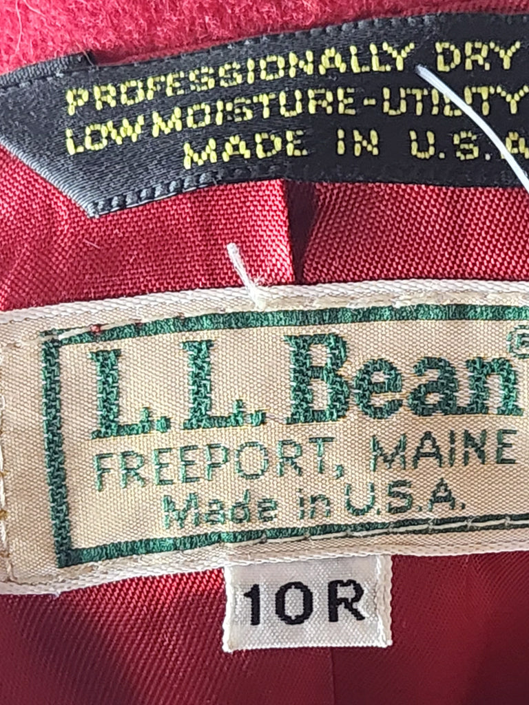 Vtg L.L Bean Red Wool Blazer/Coat Tagged 10