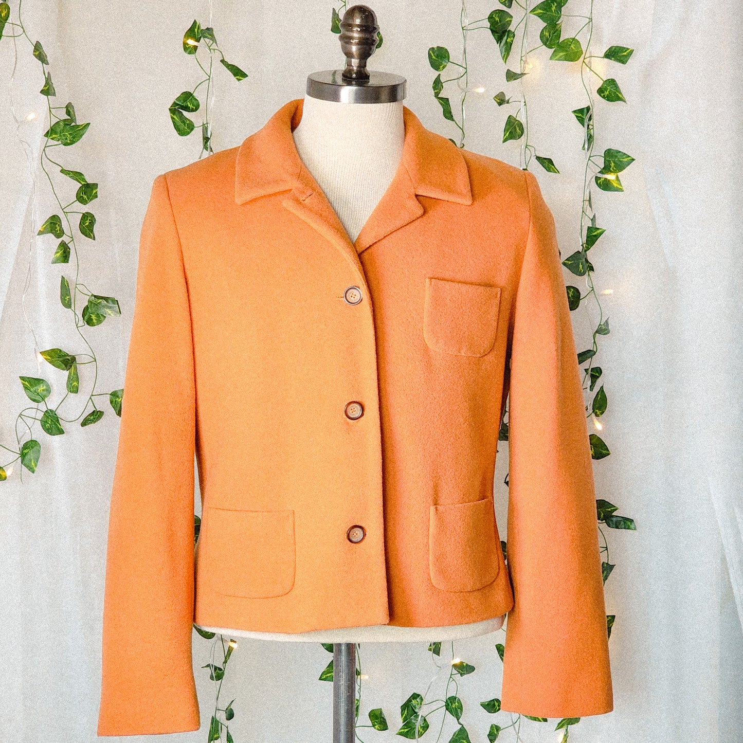 Vintage Wool Blend Orange Coat Tagged 14