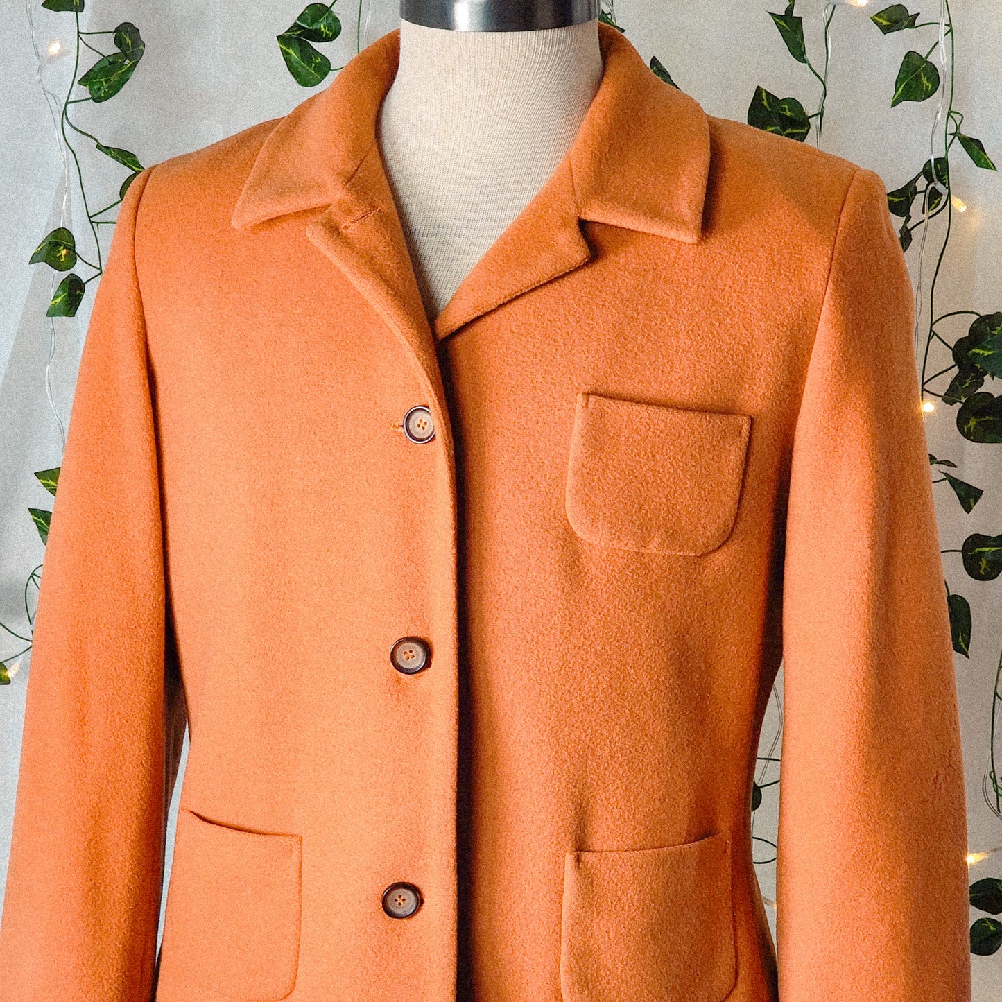 Vintage Wool Blend Orange Coat Tagged 14