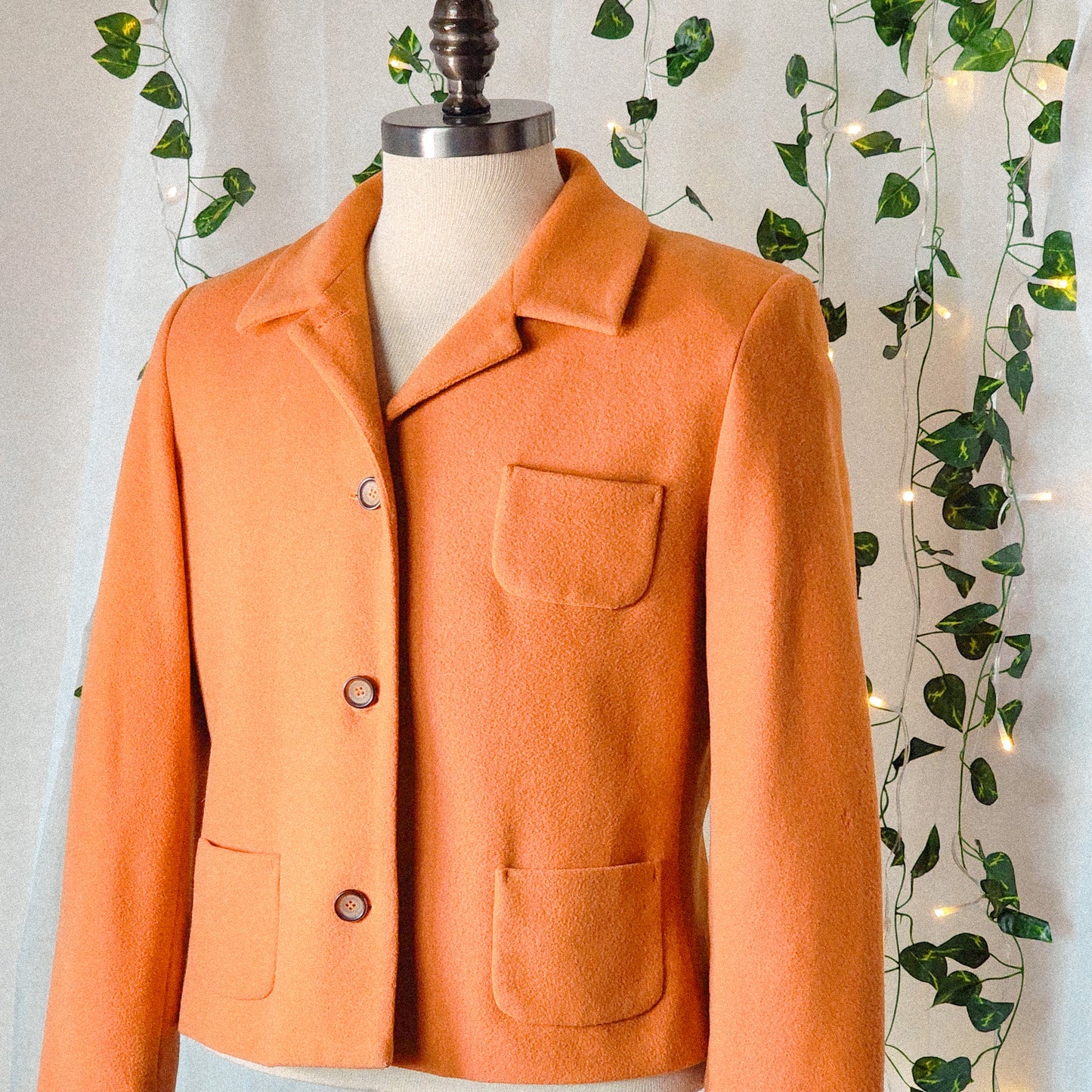 Vintage Wool Blend Orange Coat Tagged 14