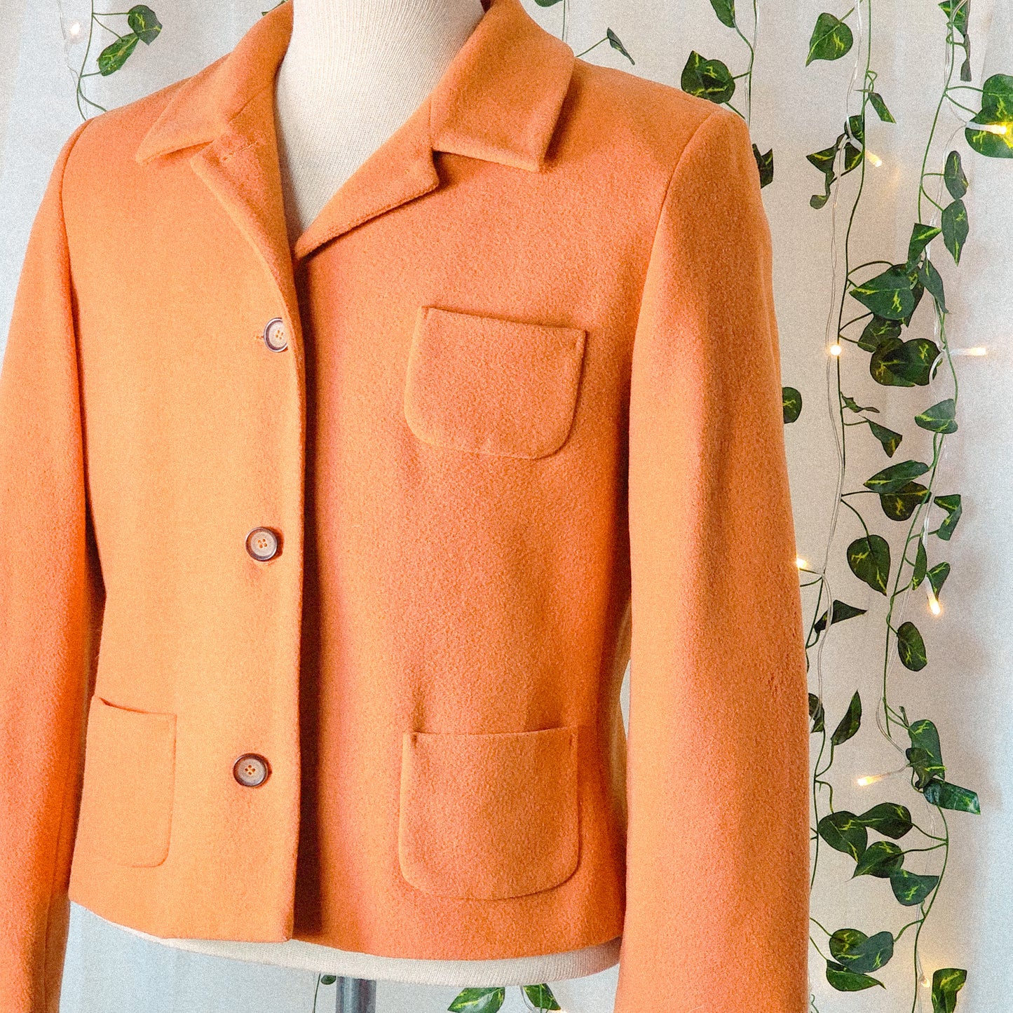 Vintage Wool Blend Orange Coat Tagged 14