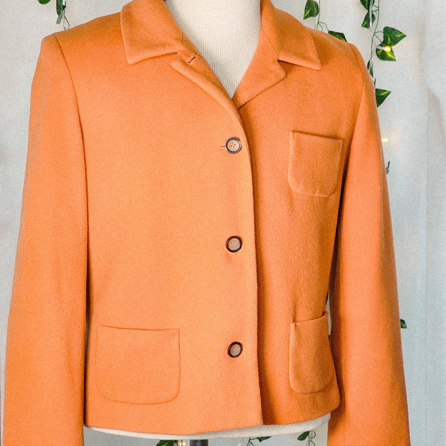 Vintage Wool Blend Orange Coat Tagged 14