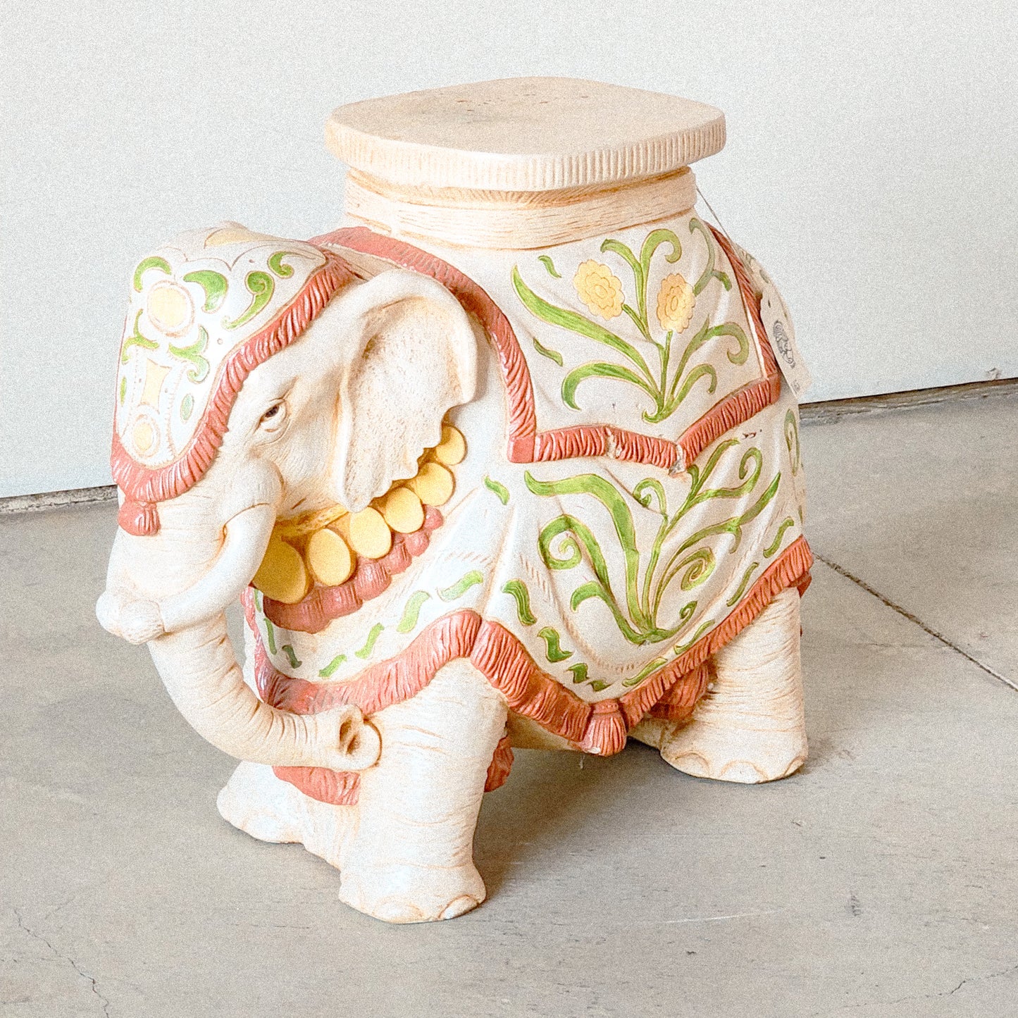 Vibrant & Vintage Ceramic Elephant Plant Stand