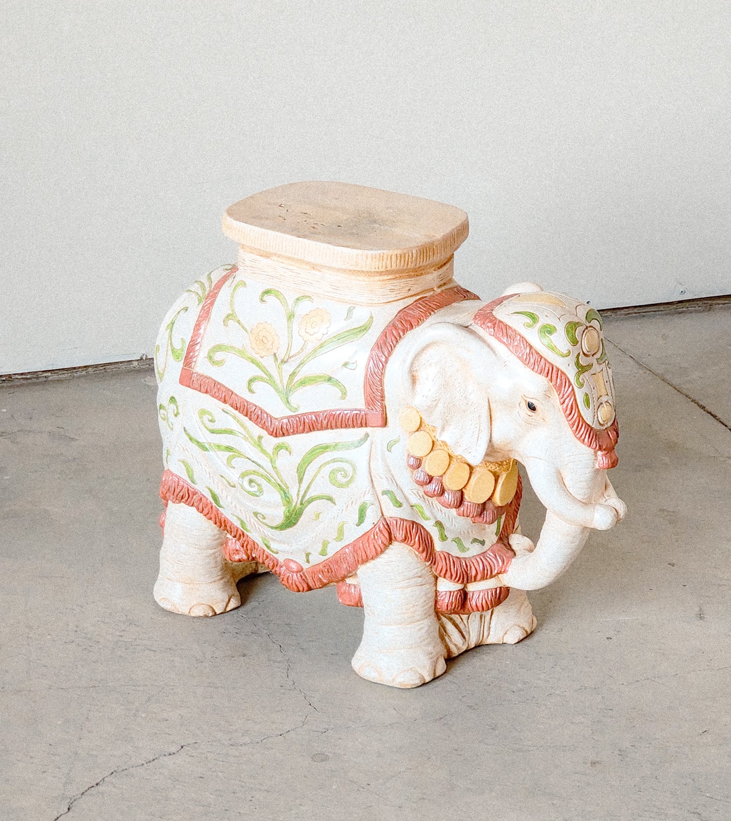 Vibrant & Vintage Ceramic Elephant Plant Stand