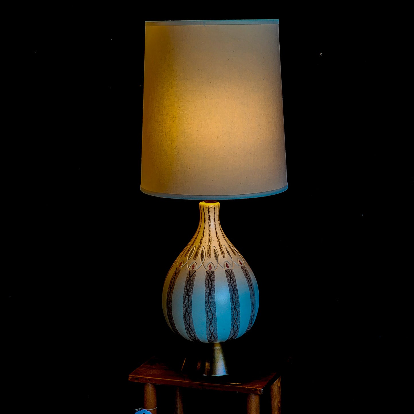 XL Mid-Century Ceramic Patterned Lamp