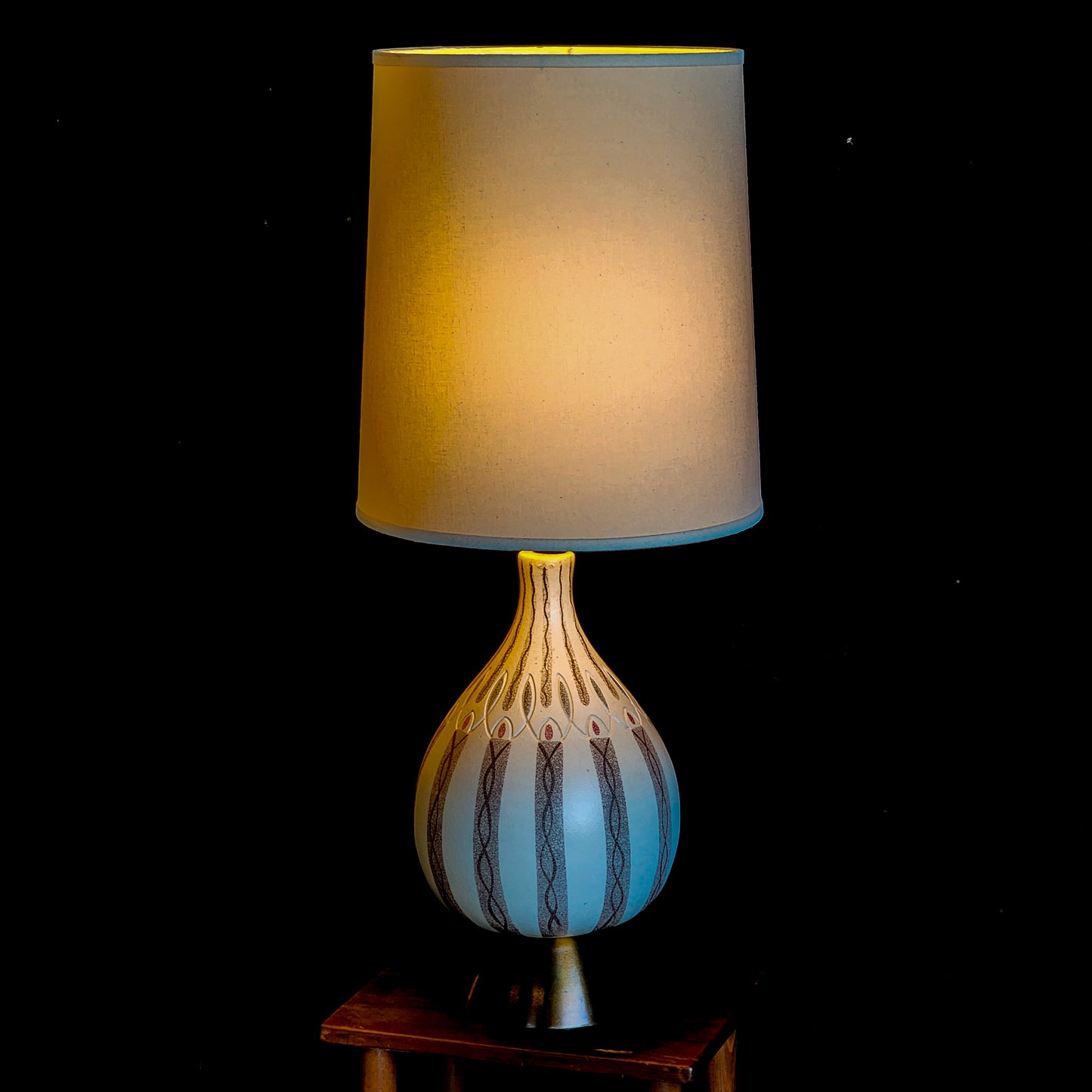 XL Mid-Century Ceramic Patterned Lamp