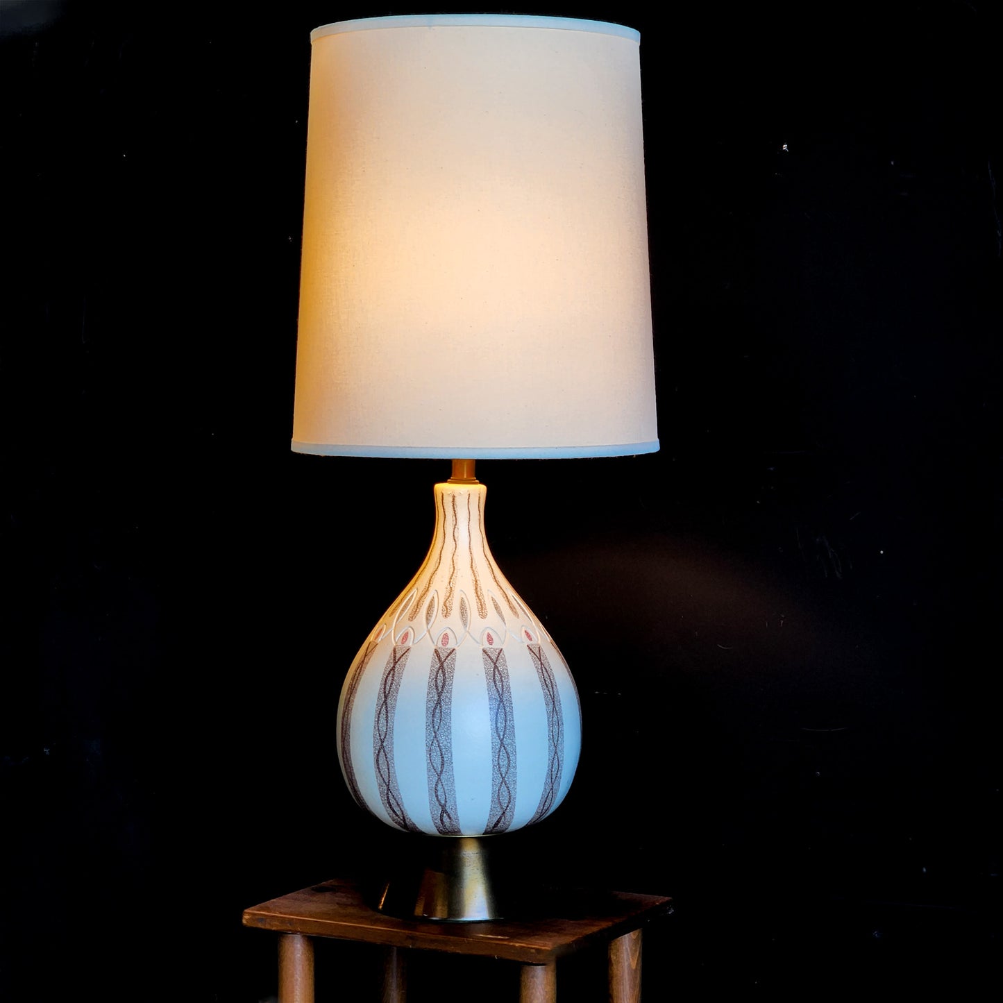 XL Mid-Century Ceramic Patterned Lamp