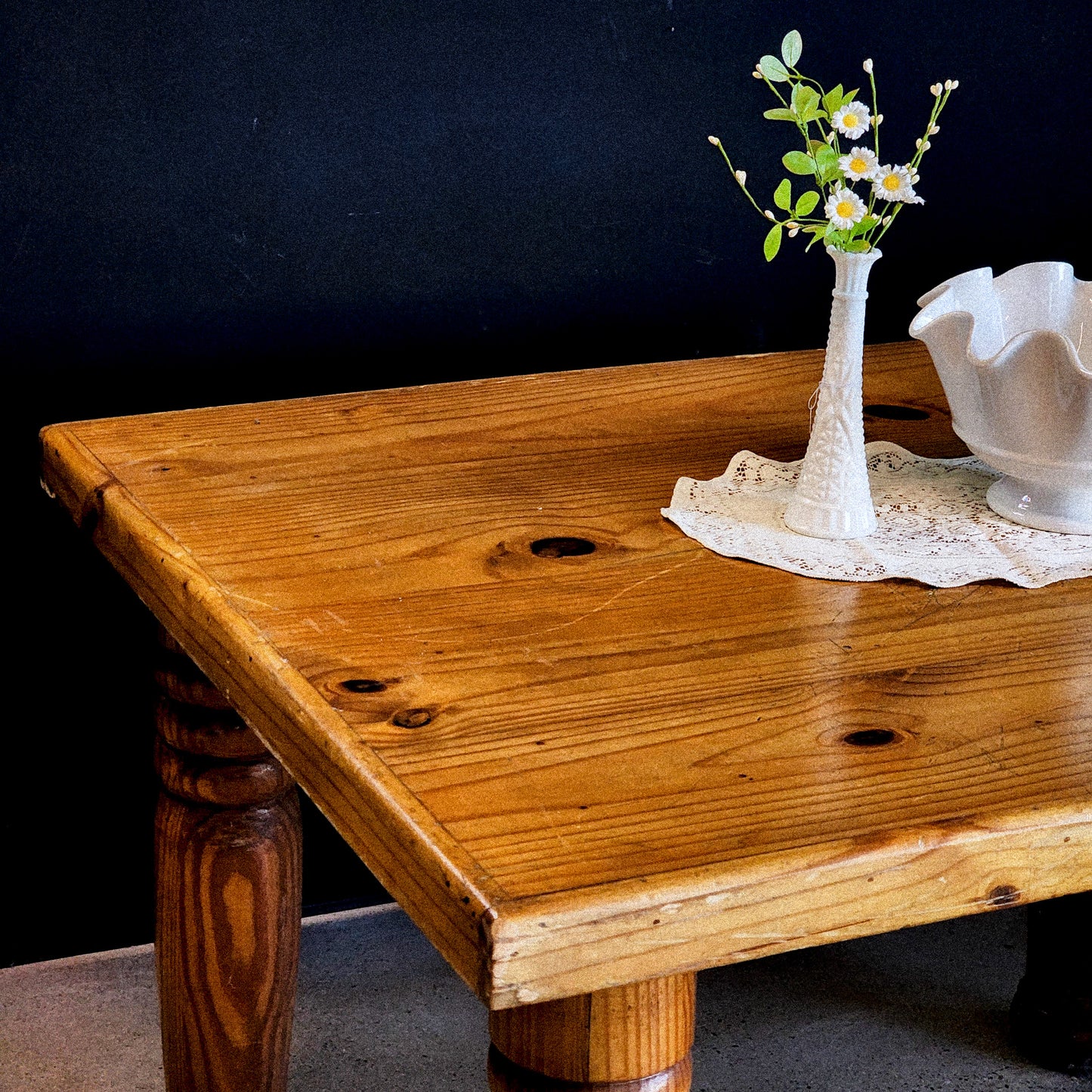 Beautiful Chunky Legged Pine Square Dining Table