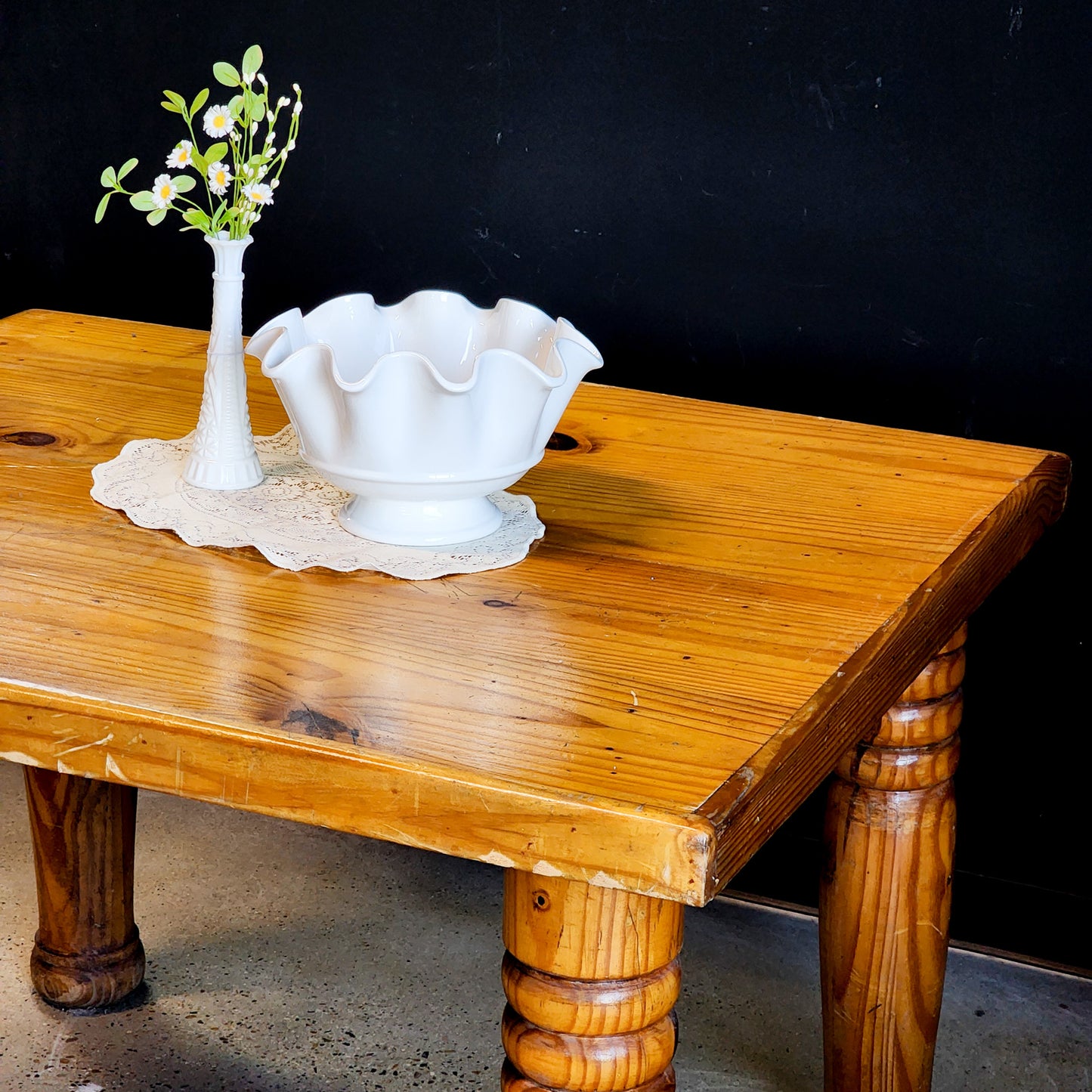 Beautiful Chunky Legged Pine Square Dining Table