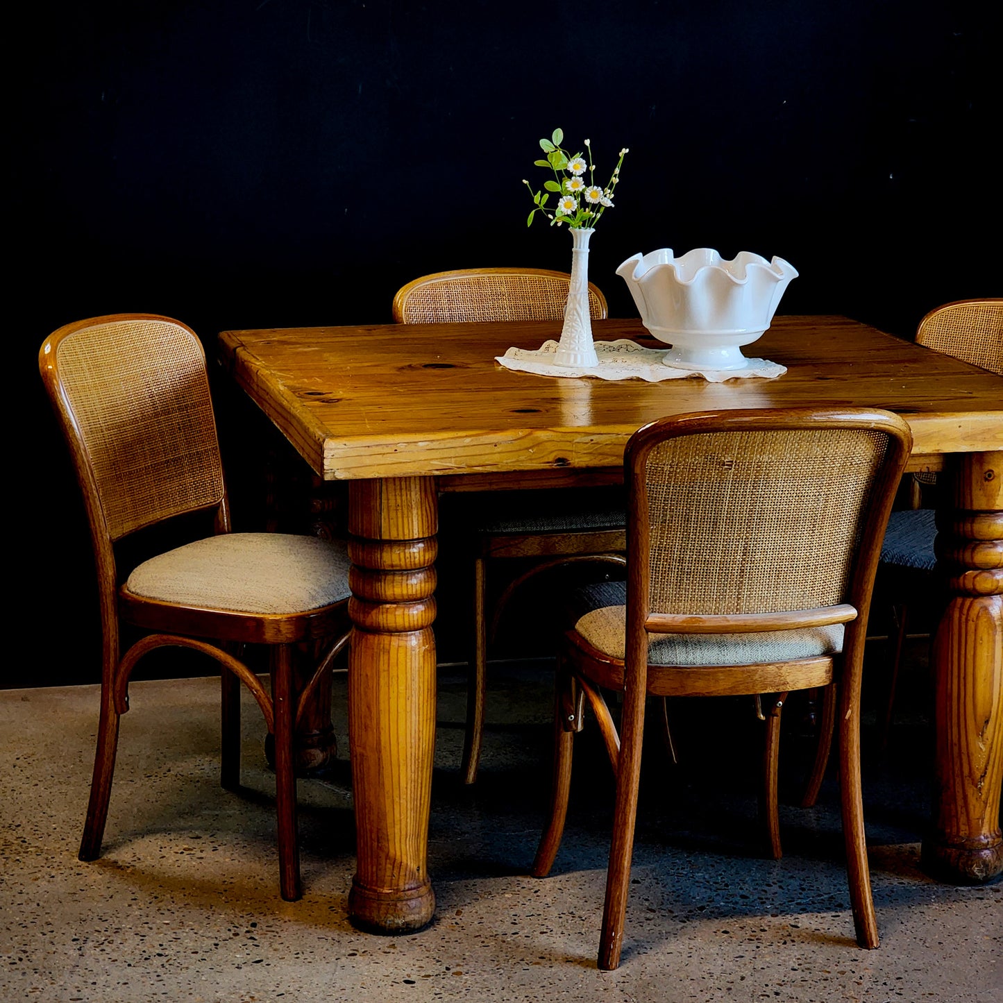 Vintage Caned Back Bentwood Dining Chair Set (6)