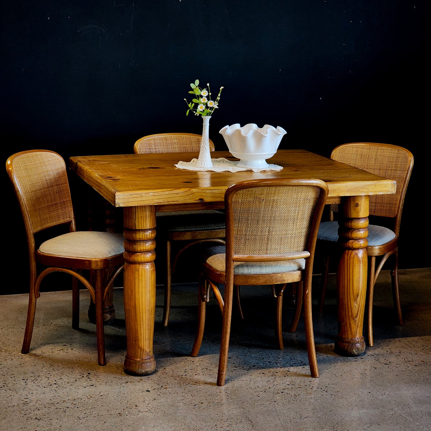 Vintage Caned Back Bentwood Dining Chair Set (6)