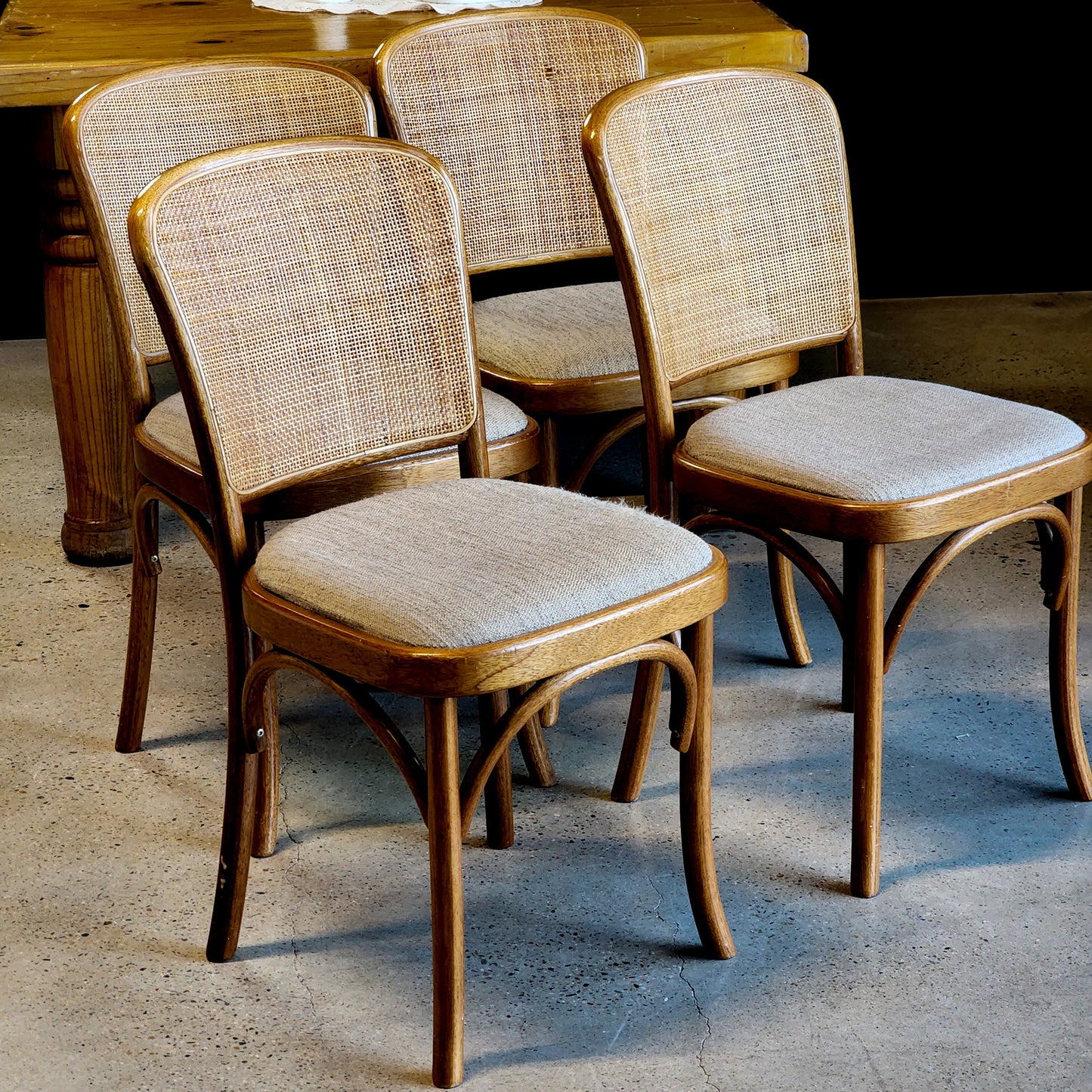 Vintage Caned Back Bentwood Dining Chair Set (6)