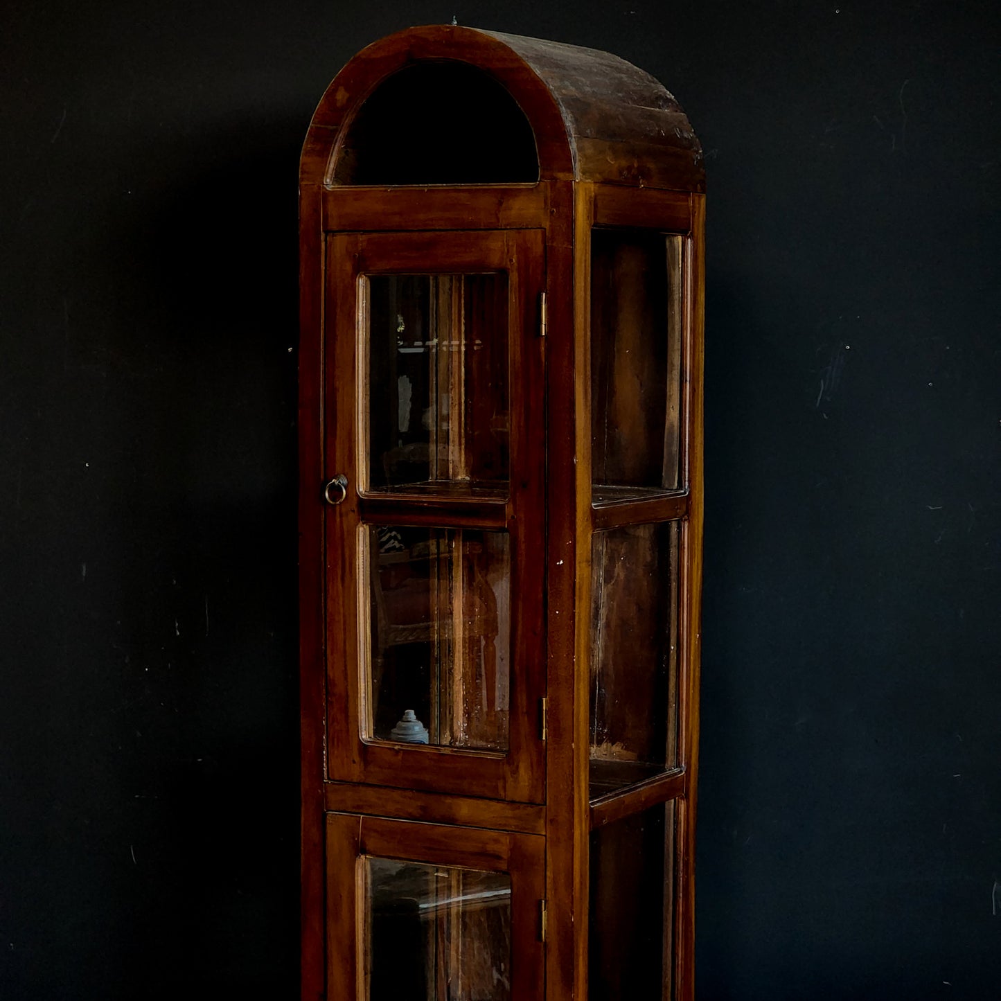 Vintage Arched Three-Sided Glass Cabinet/Curio