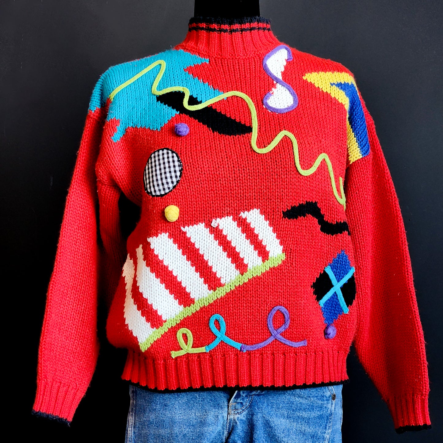 Vintage Funky Chunky & Vibrant Knitted Sweater (M)