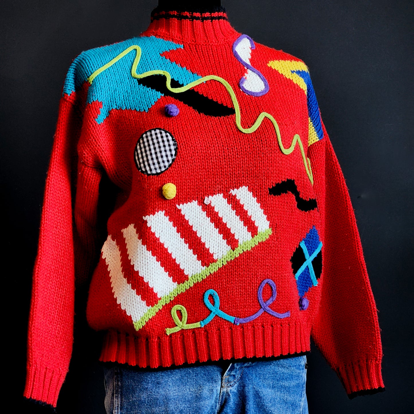 Vintage Funky Chunky & Vibrant Knitted Sweater (M)