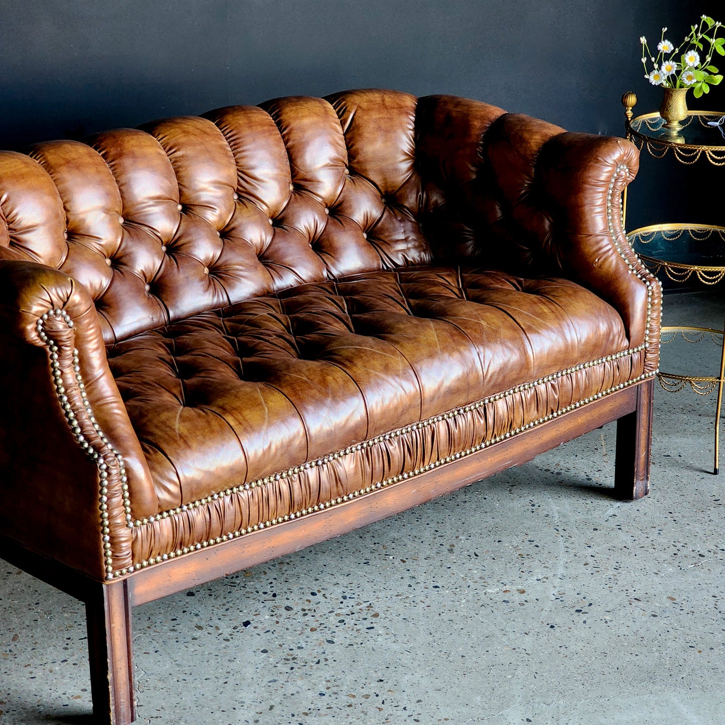 Tufted Faux Leather Loveseat & Barrel Chair Set