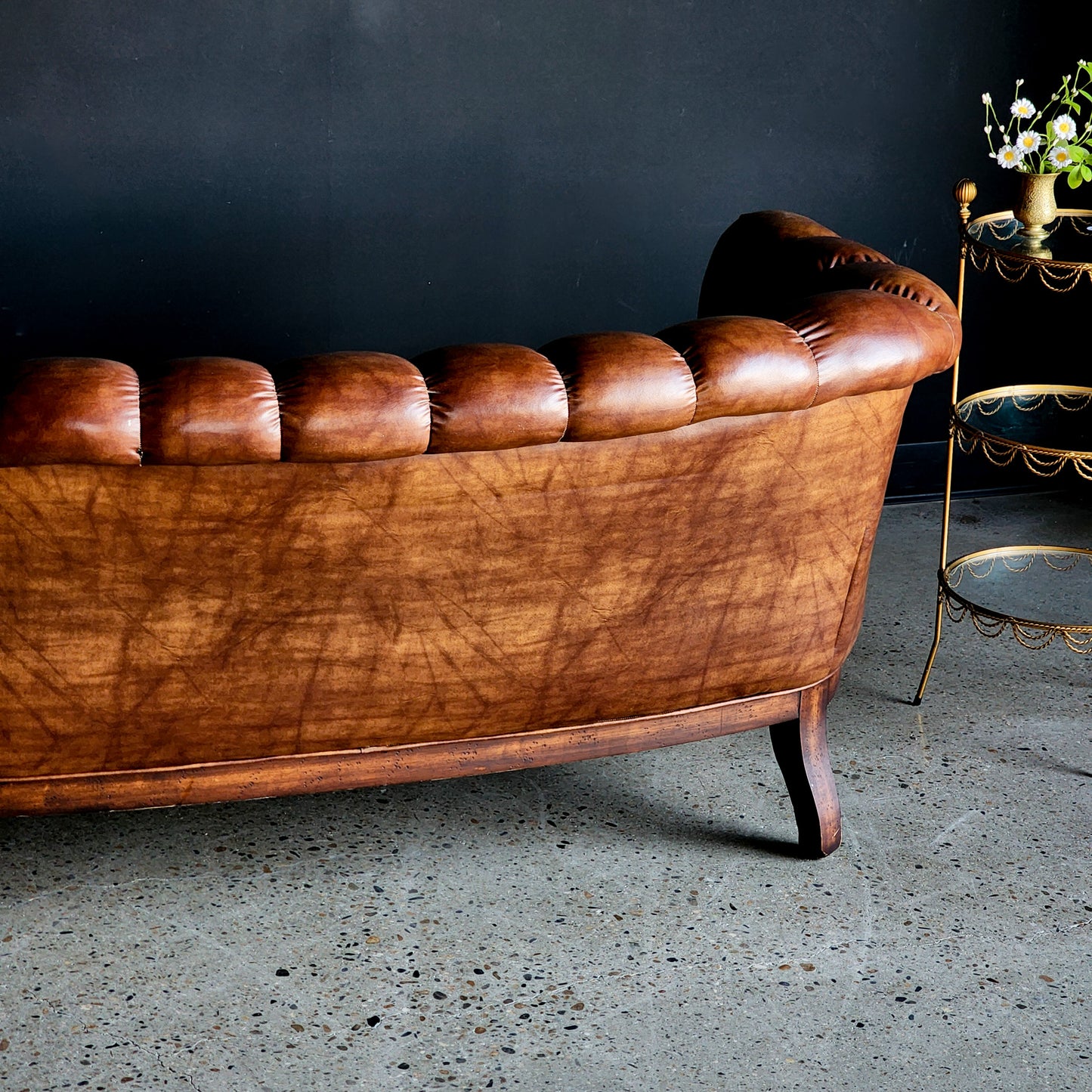 Tufted Faux Leather Loveseat & Barrel Chair Set