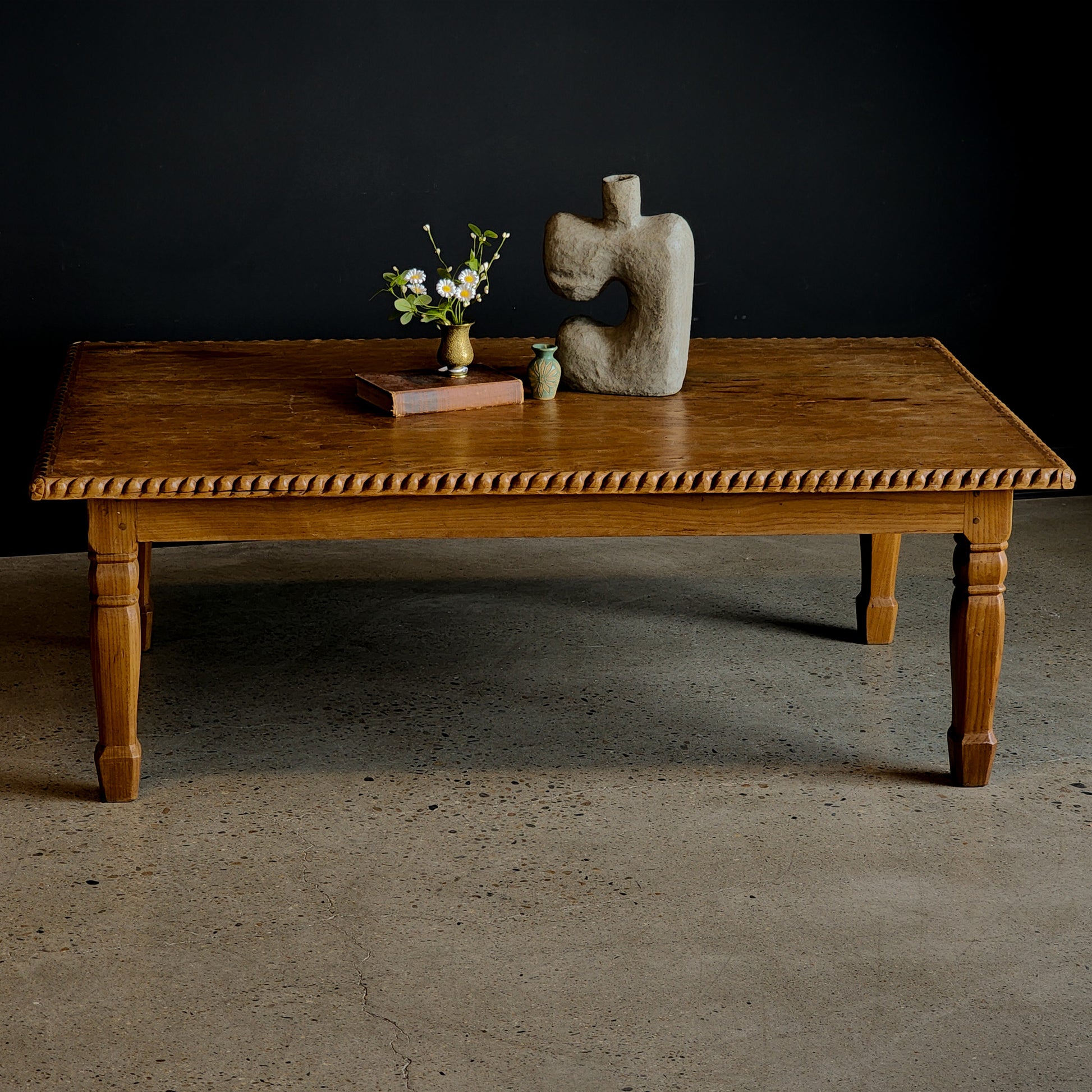 Antique Handmade & Handcarved Pine Coffee Table - Reclaimed Mt. Goods