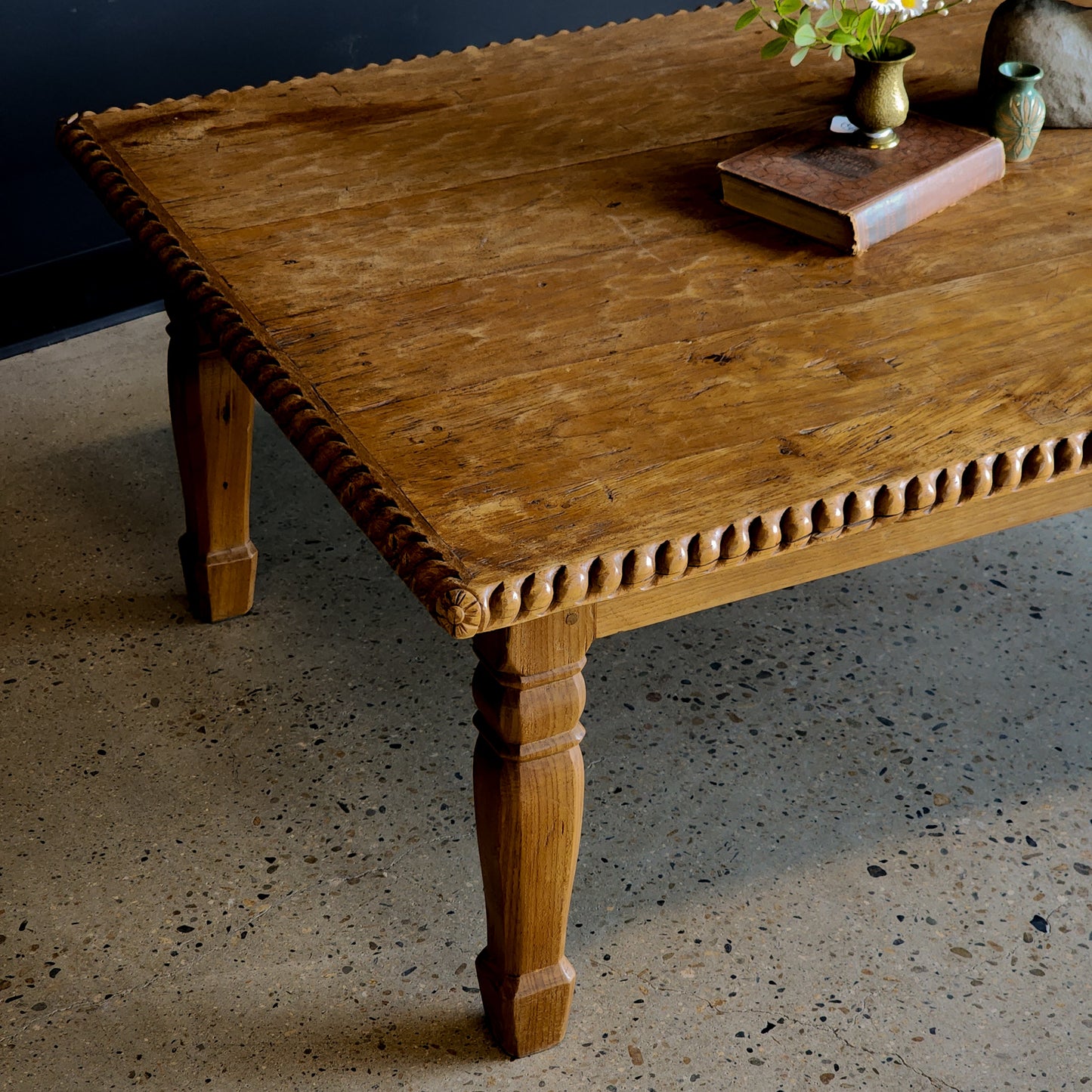 Antique Handmade & Handcarved Pine Coffee Table - Reclaimed Mt. Goods