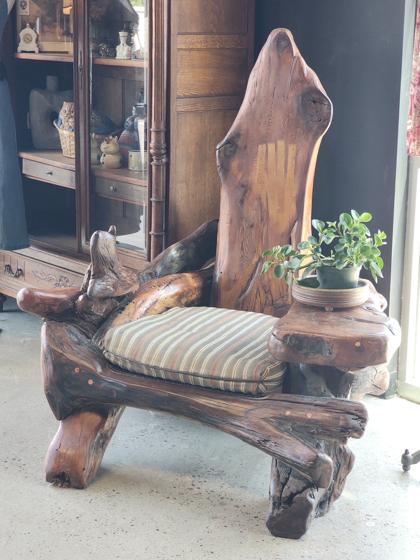 Vtg Hand Crafted Redwood Throne