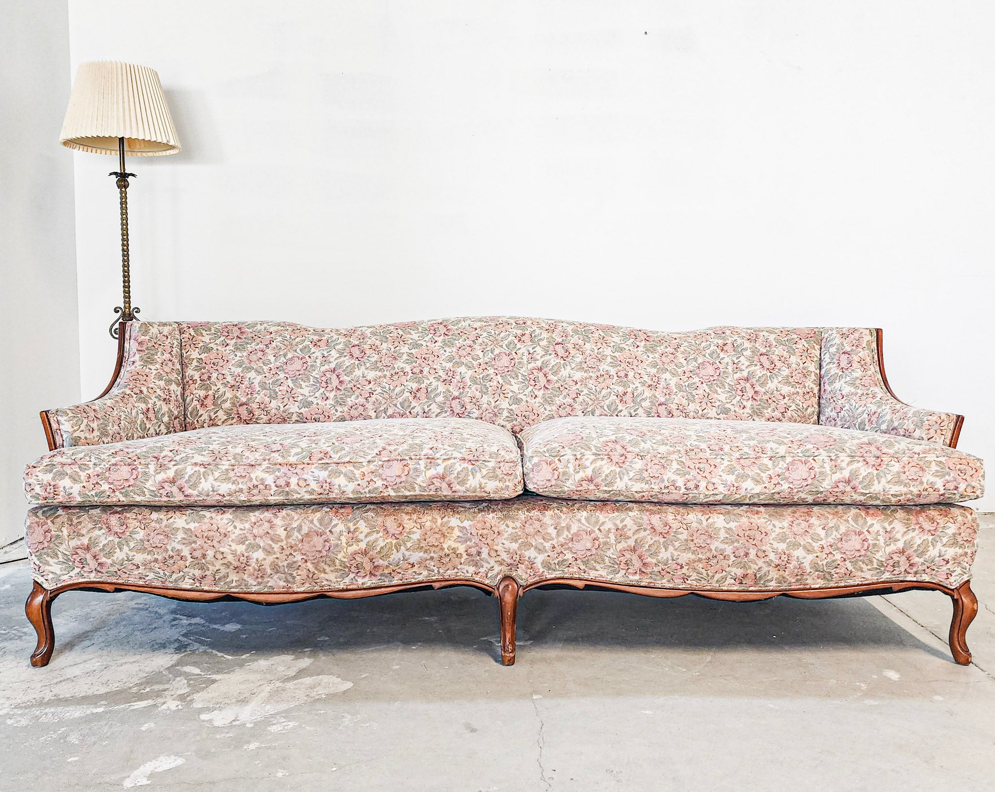 Pink floral deals sofa