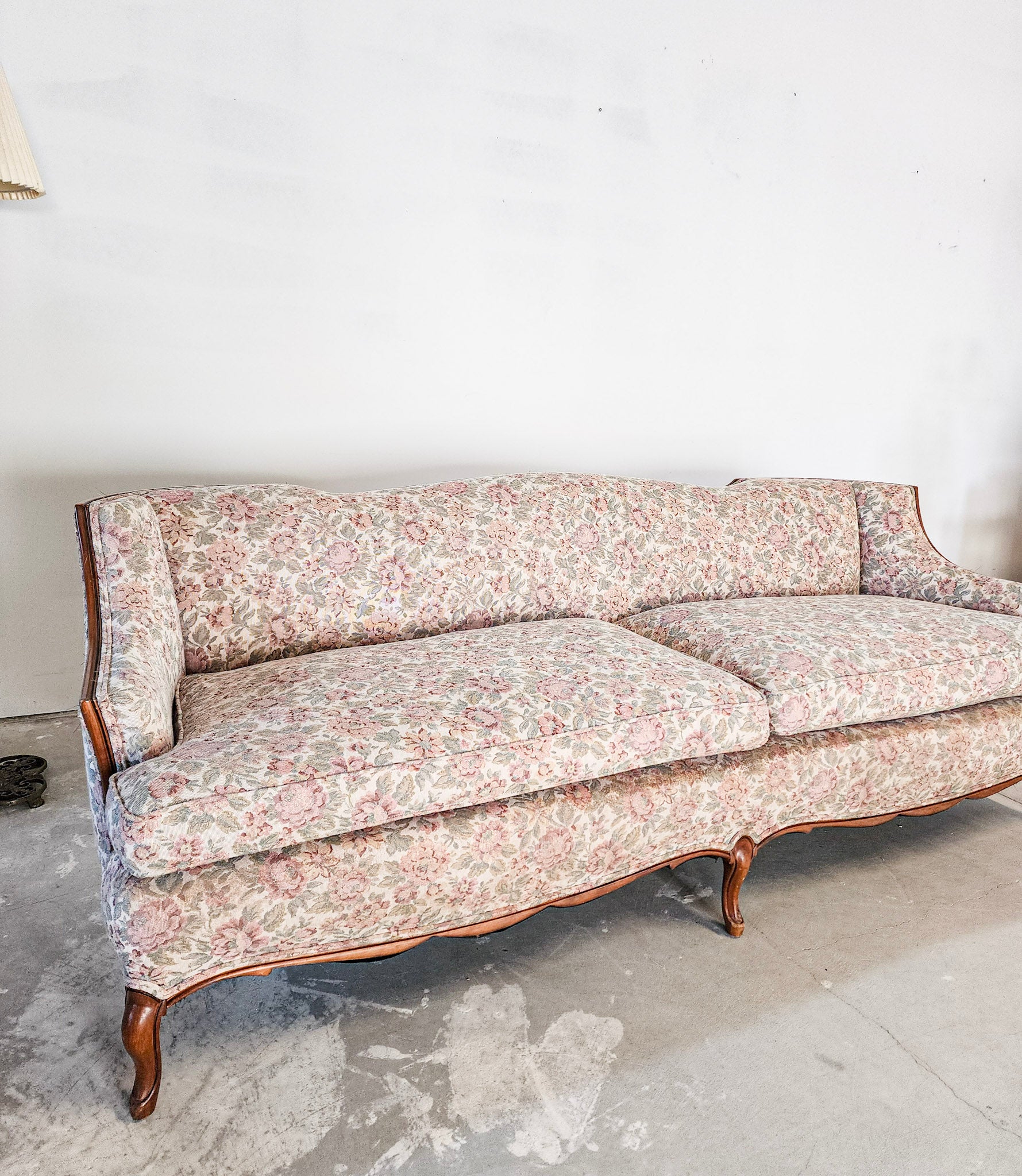 Antique Pink Floral Tapestry Sofa Reclaimed Mt. Goods