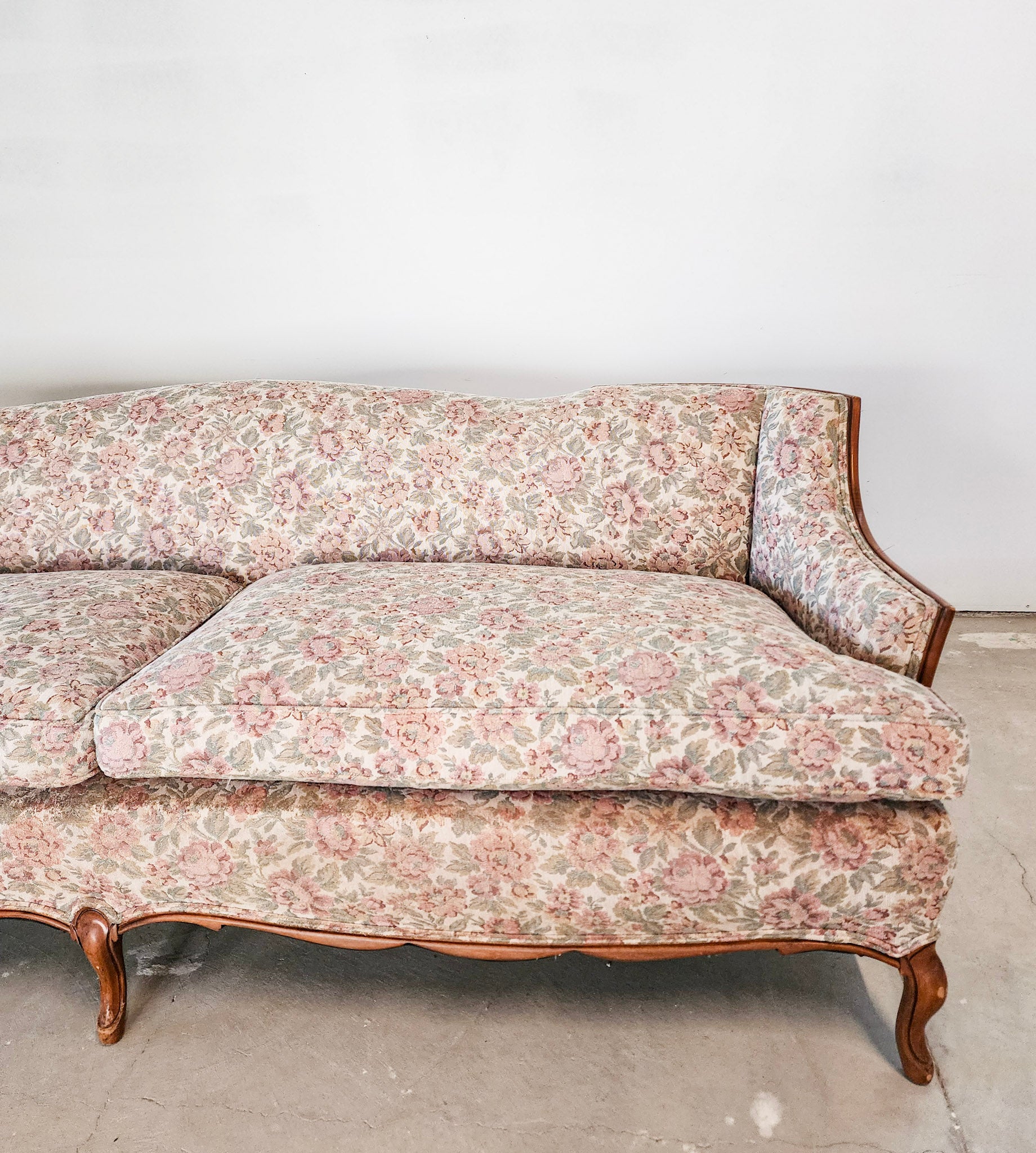 Antique Pink Floral Tapestry Sofa Reclaimed Mt. Goods