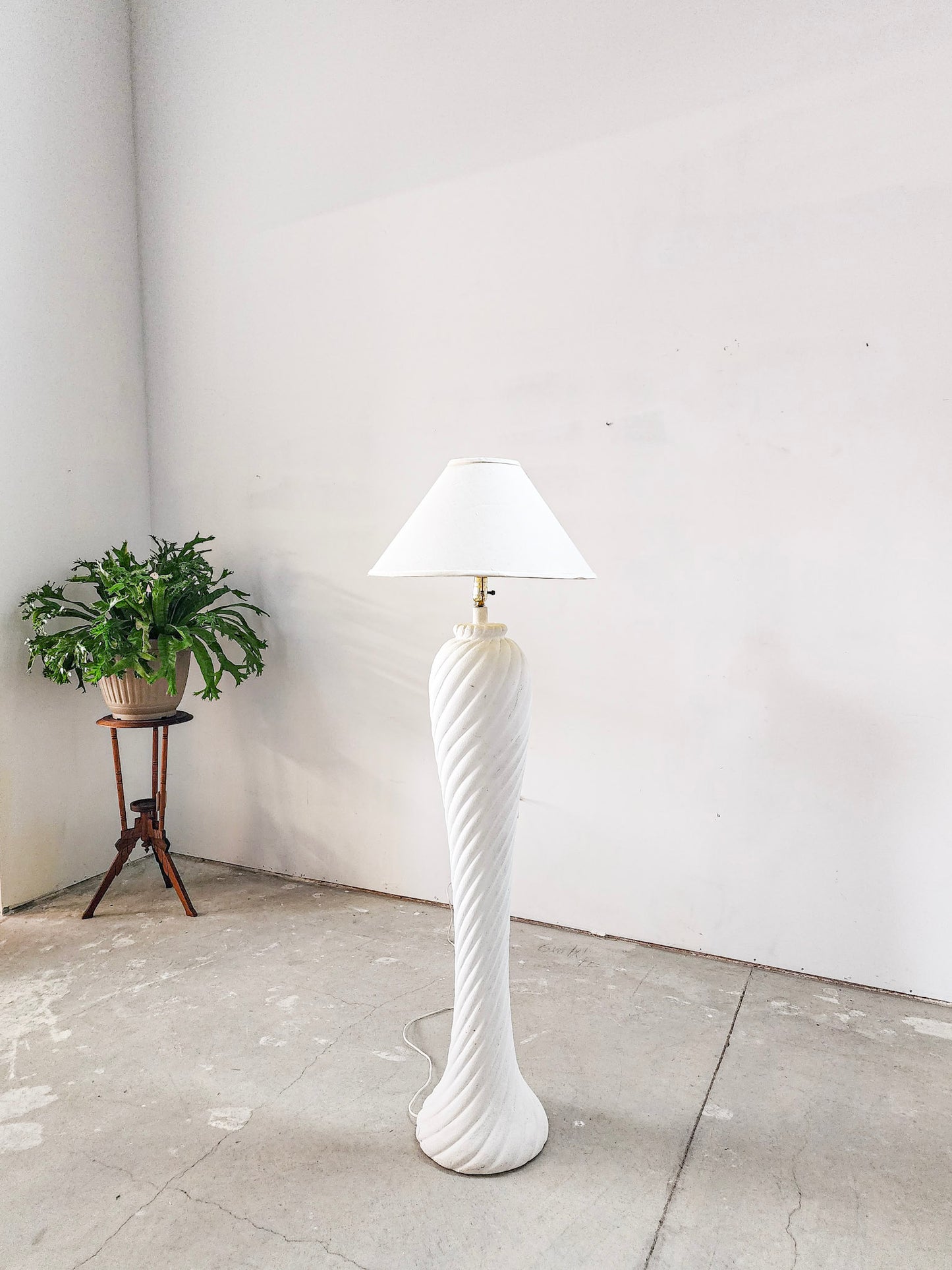 White Ceramic Swirly Floor Lamp - Reclaimed Mt. Goods