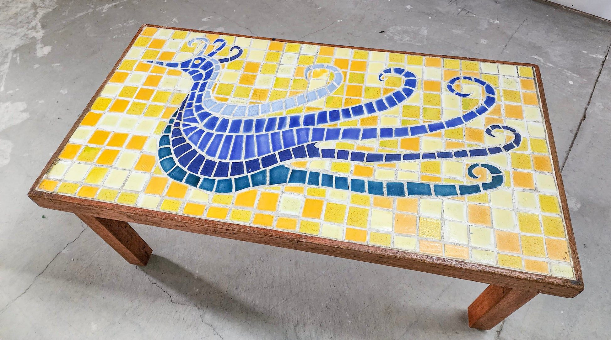 Mid Century Peacock Tiled Coffee Table - Reclaimed Mt. Goods