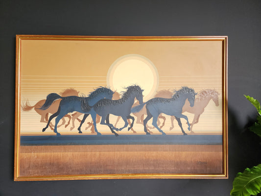 Stunning XL Mid Century Horse Painting by Lettermen - Reclaimed Mt. Goods