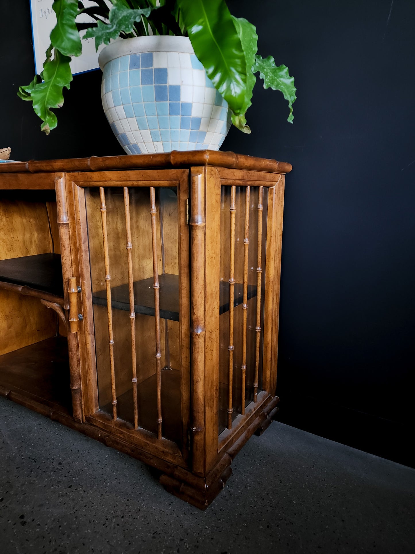 Vintage Wicker & Bamboo Inspired Media Stand - Reclaimed Mt. Goods