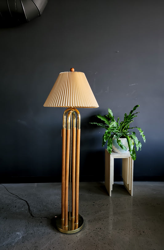 Vintage Modernist Designer Floor Lamp, Brass and Walnut - Reclaimed Mt. Goods